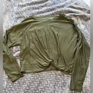 Old Navy Olive Green Long-Sleeve Twist Front Tee
